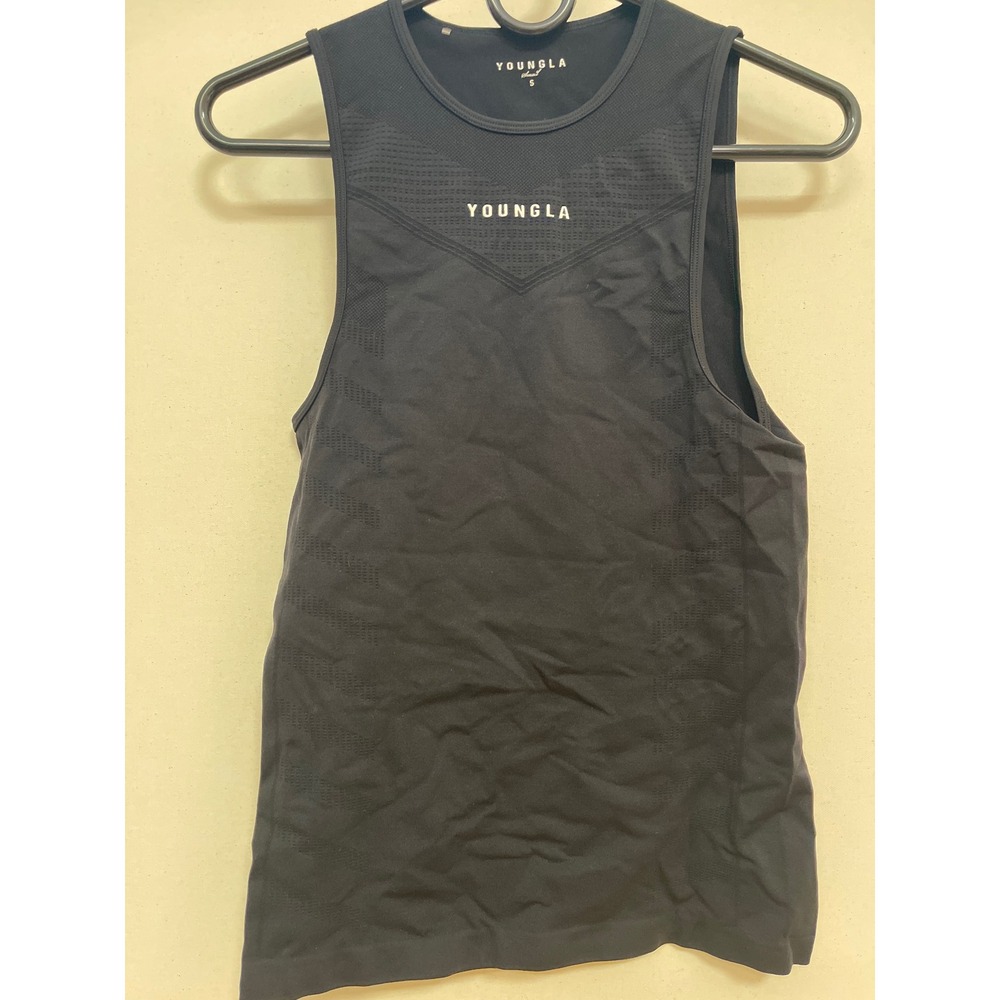 YoungLA Mens Seamless Gym Tank Top Black Athletic Compression Shirt Small